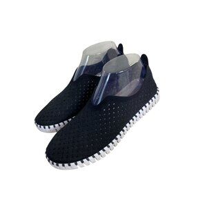 Ilse Jacobsen Womens Tulip Slip On Shoes SEU 38 size 8 Black Perforated Upper Li
